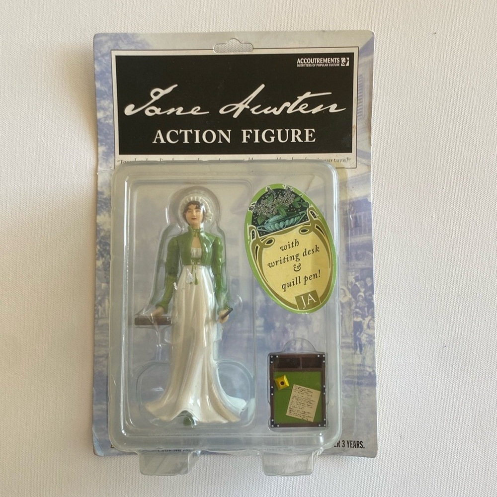 Jane Austen Collectible Action Figurine with Writing Desk and Quill Pen.